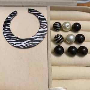 Betsey Johnson Zebra Print Black and White Earring & 9 Betsey beads